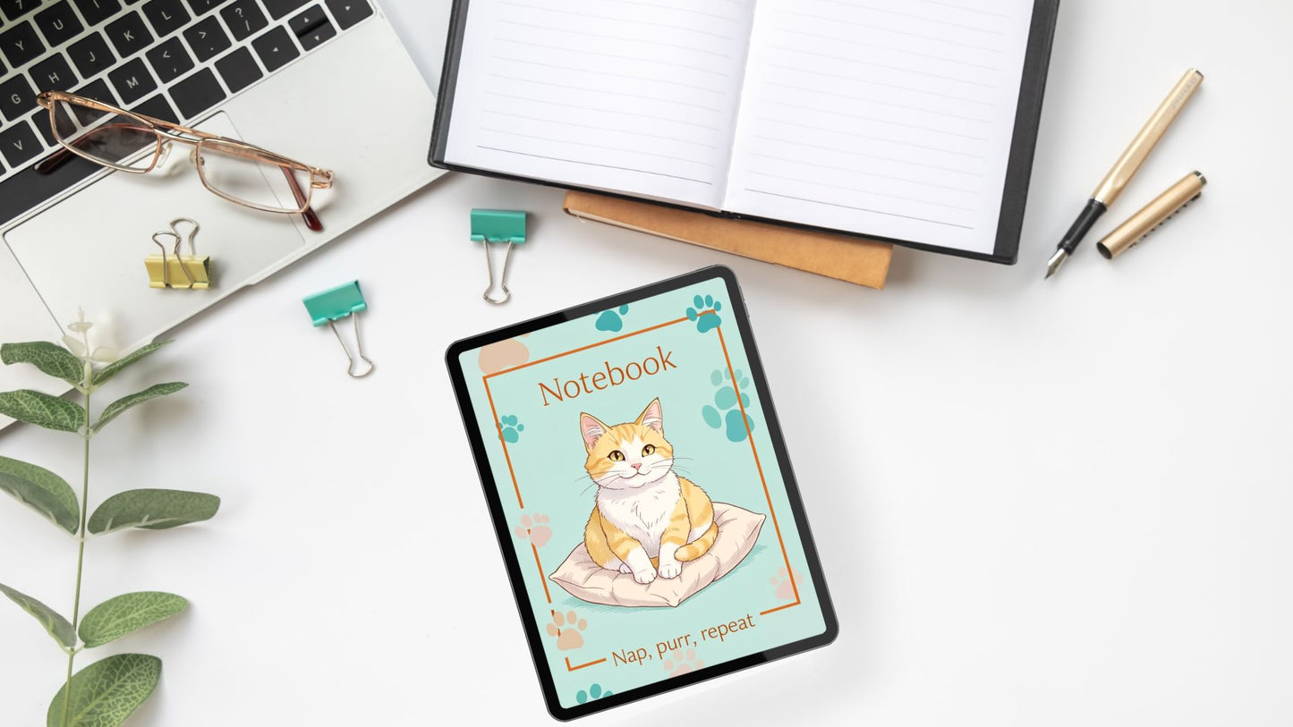 Nap, Purr, Repeat β Cat Digital Notebook for GoodNotes & Notability