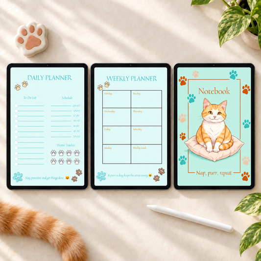 Cat Lover Bundle – Digital Notebook, Daily & Weekly Planners