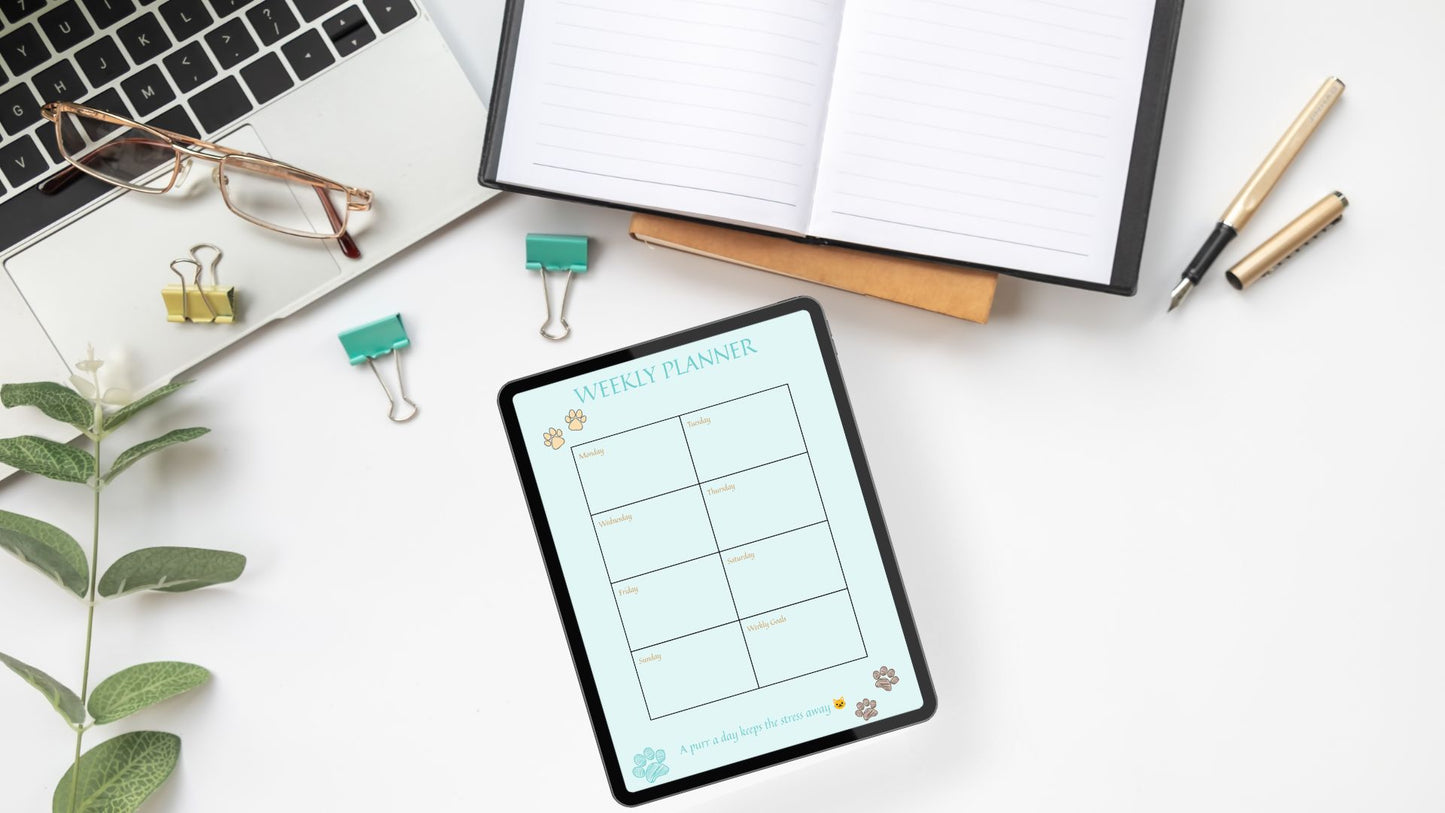 Cozy Cat Weekly Planner for iPad & GoodNotes 🐾